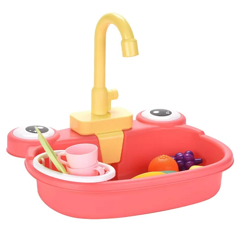 Rana per bambini Lavastoviglie Vitello Bacino di verdure Presa di circolazione elettrica Tavolo da lavaggio Casa da gioco Giocattoli interattivi