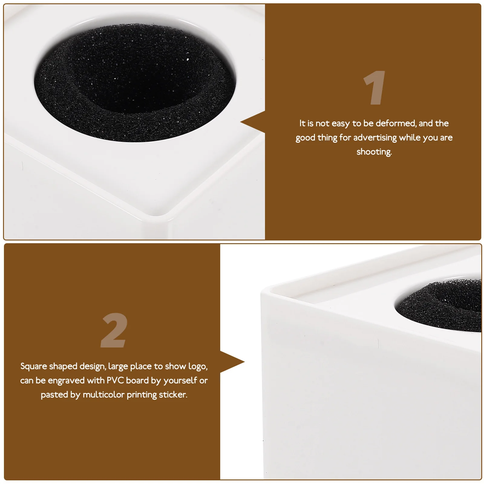 

Portable White ABS Microphone Station Logo Square Cube Shaped Durable Interview Mic Logo Flag for Professional Use