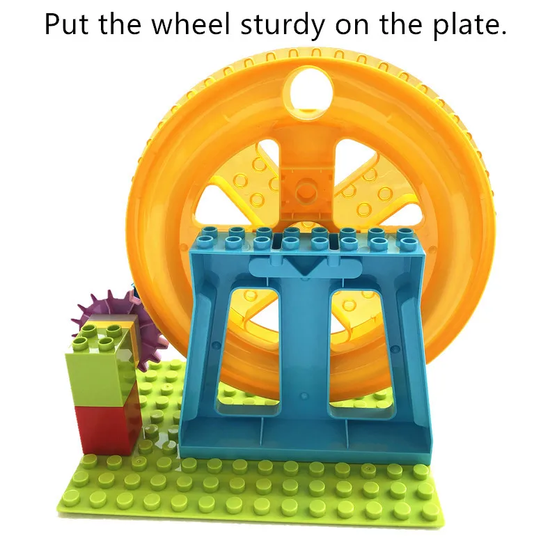 Marble Run Whaterwheel Coaster Circulation Gear Wheel Creative Complementary Parts Compatible with Large Size Building Blocks