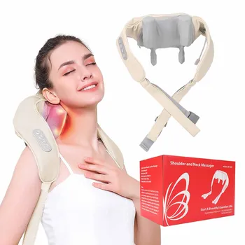 Electric shoulder kneading neck back massage shawl wireless trapezoid cervical back massager deep tissue relaxing massage pillow