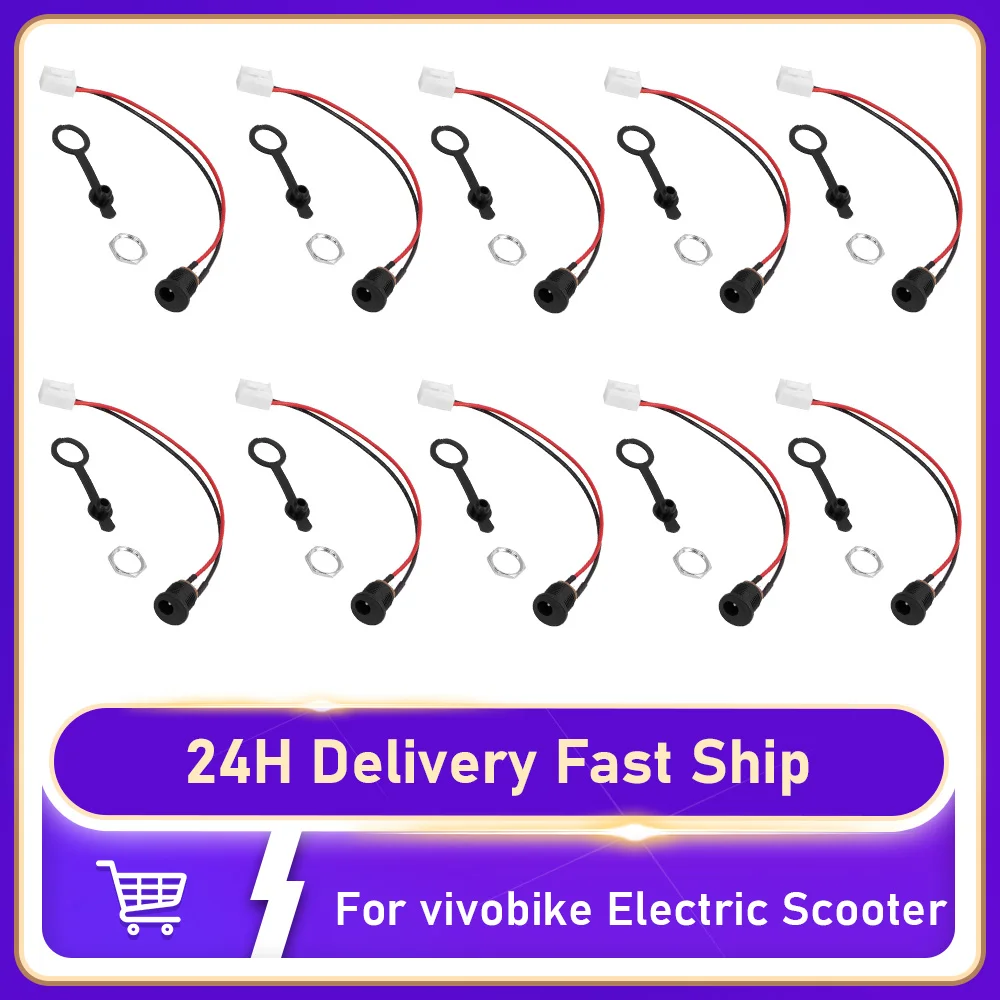 1-10PC Charger Round Hole Socket Repairs Parts For vivobike Socket Charge Plug Balance Car Charging Port Electric Scooter