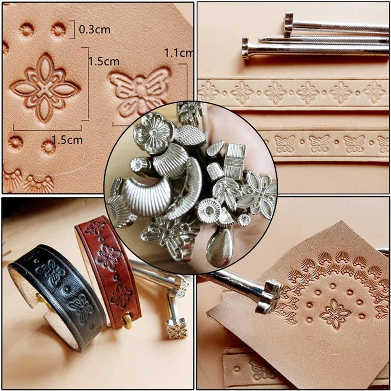 MIUSIE Practical Leather Craft Sewing Punch Tool Kit Cutter Carving Working Stitching Leathercraft Tool Set For Beginner