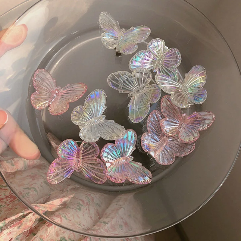 Frische einfache Blume Haar Klaue Frauen transparente Schmetterling Clips Haarnadeln Krabbe niedlichen eleganten Kopfschmuck Haars pangen Fee Mädchen