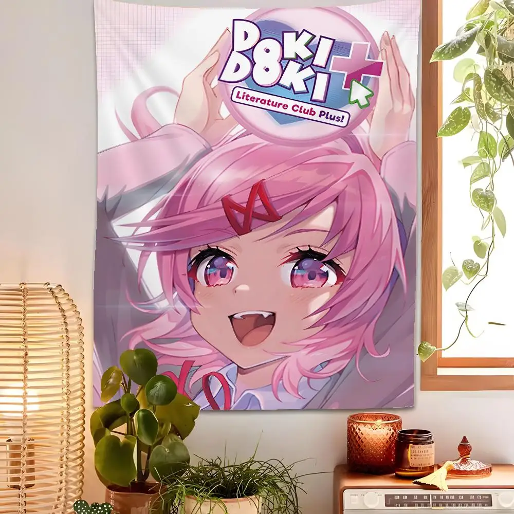 D-Doki D-Doki Literature Club Plus Tapestry Custom Home Living Room Bedroom Wall Decor Wallpaper Backdrop Cloth With Clips