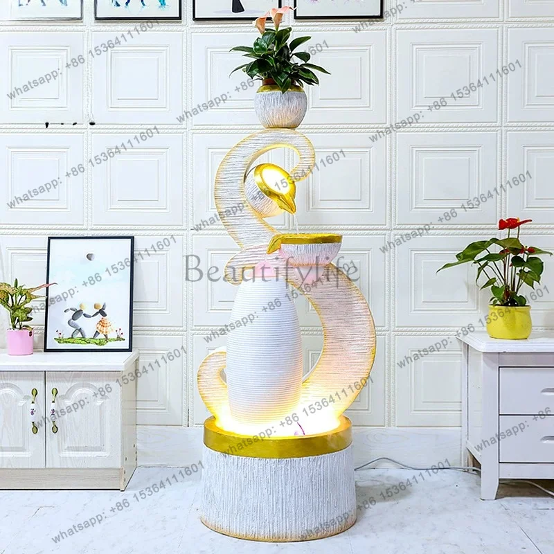 Swan love European-style flowing water fountain ornament opens to attract wealth water feature living room floor humidifier