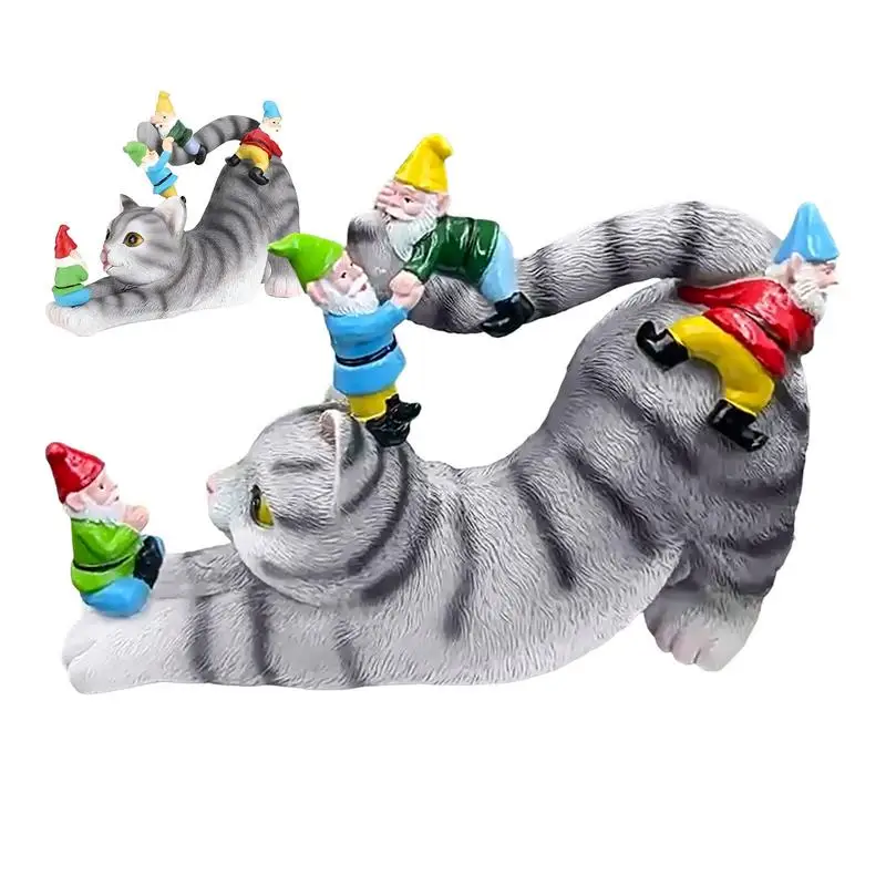 

Charming Miniature Cat Figurines Garden Statues Creative Animal Sculptures Lawn Ornaments Home Garden Potio Yard Accessories