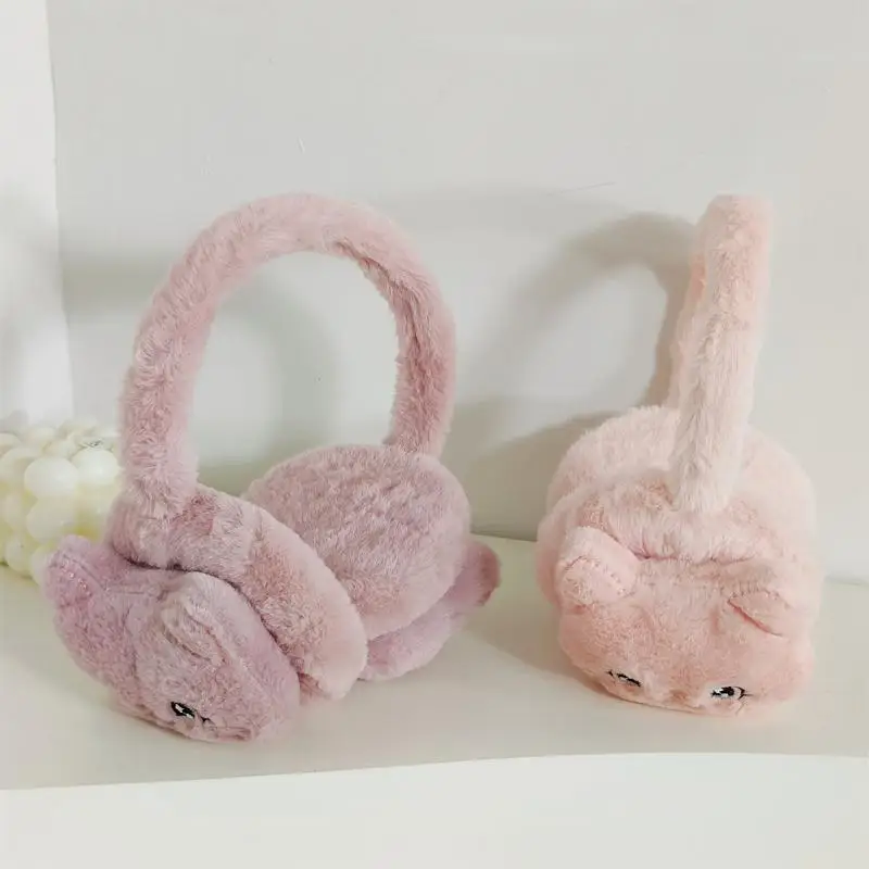 Gatinho dos desenhos animados inverno quente earmuffs para meninas de pelúcia grosso macio capa de orelha proteção calor acessórios