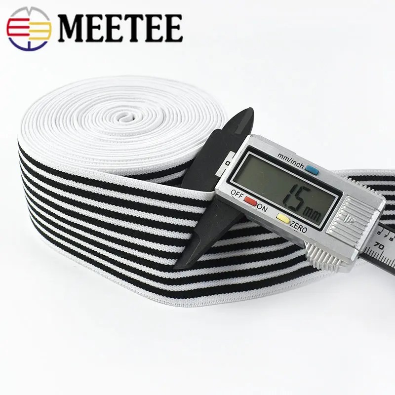 5/10Meters Black White Stripe Elastic Band Decor Stretch Rubber Ribbon for Sewing Clothes Pants Dress Belt Tape DIY Accessories