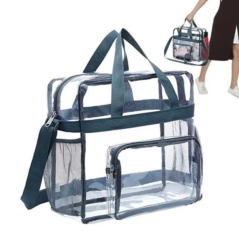 Grand fourre-tout transparent approuvé par le stade, sacs transparents, sac fourre-tout transparent pour le travail, le sport, les jeux de voyage,