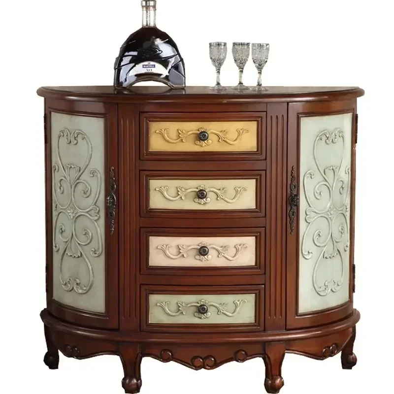 

American Country Semicircle Storage Cabinet End of Corridor Curio Cabinet Side Table Bucket Cabinet