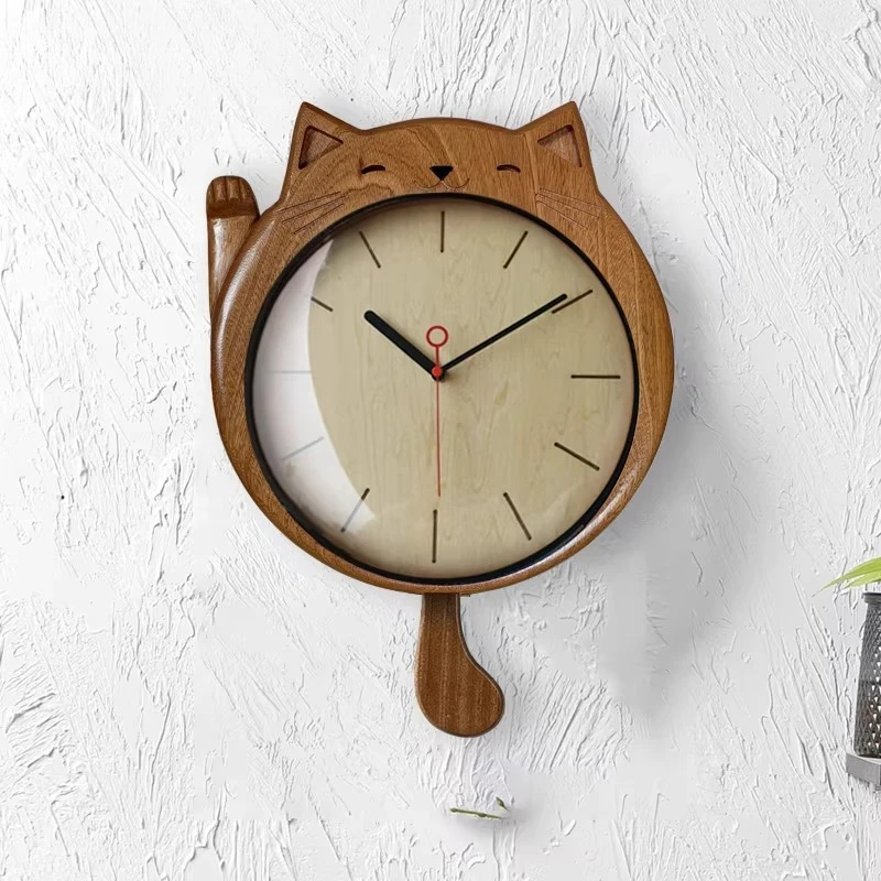 Wooden Cat Wall Clocks Xenomorph Cute Modern Interior Wall Clocks Bedrooms Fashion Orologio Da Parete Living Room Decoration