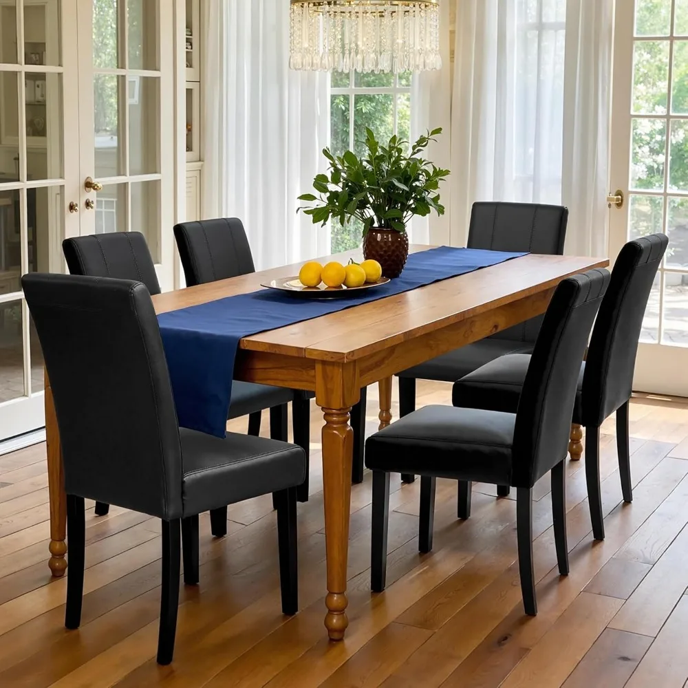 

Dining Chairs Set of 6, Leather Dining Room Chairs, High Back Upholstered Parsons Side Chairs for Dining Room Kitchen Restauran