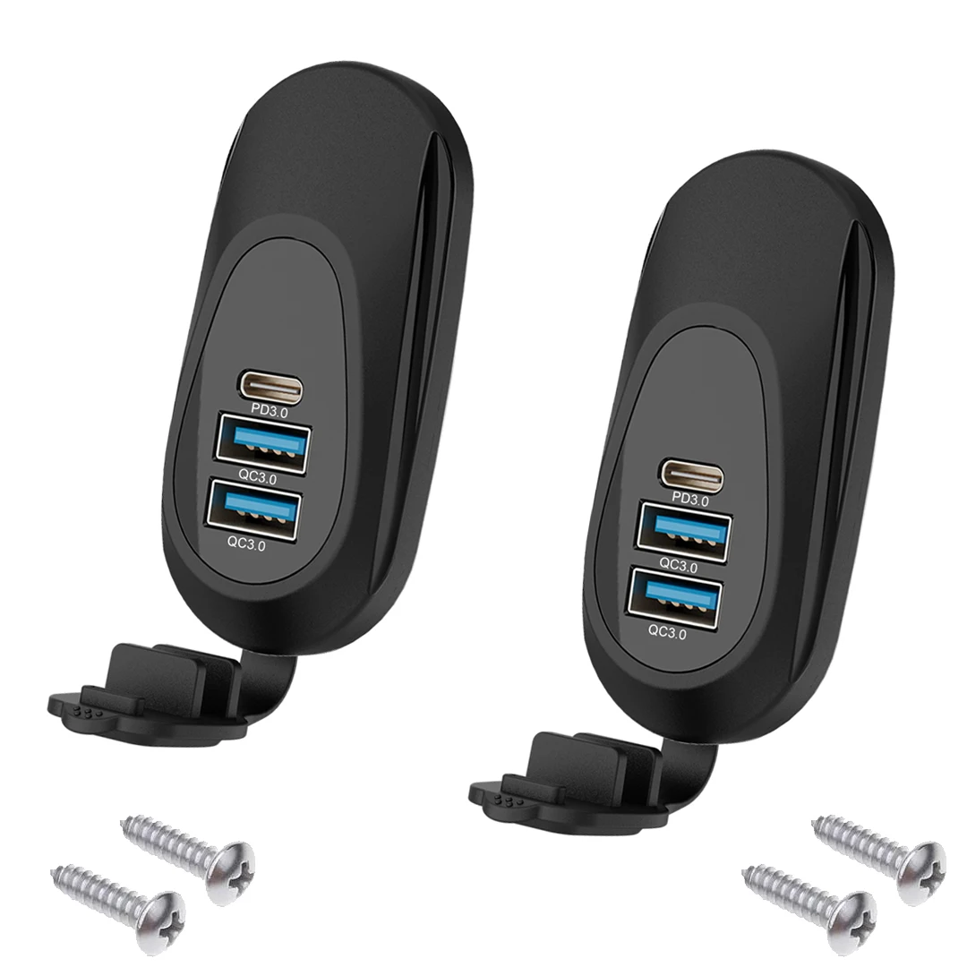 1/2 Stück 12V Wohnmobil USB-Steckdose Typ-C PD3.0 & Dual QC3.0 Auto-USB-Anschluss Schnelllade-Adapter Universelles Autoladegerät für Marine ATV
