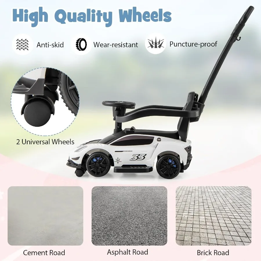 유아용 푸시카 3 in 1 라이선스 마세라티 유모차 슬라이딩 워킹카 핸들 가드레일 시트 밑 수납공간 경적 포함