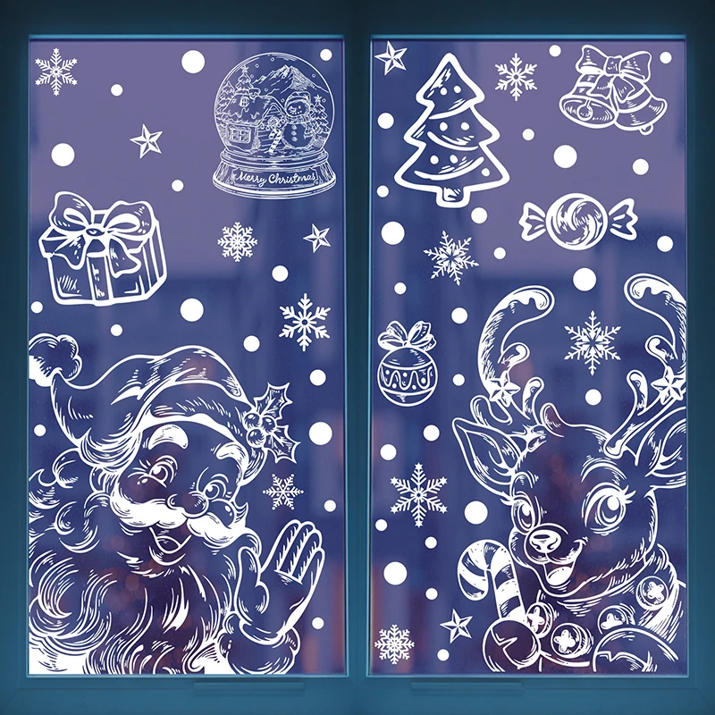 Christmas Stickers Winter Snowflake Elk Static Stickers Christmas Party Supplies Pendant Gift Box Window Stickers