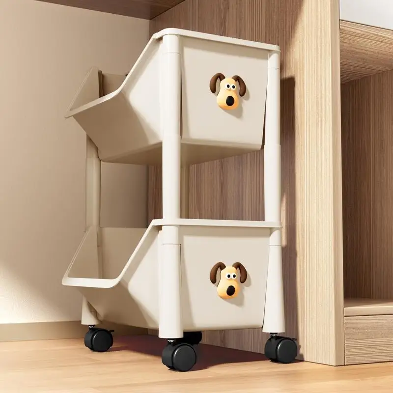 

Rolling Mobile Bookbag Rack under Desk Storage Organizer Student Book Storage Shelf Plastic Ground Stand Middle-Aged Style