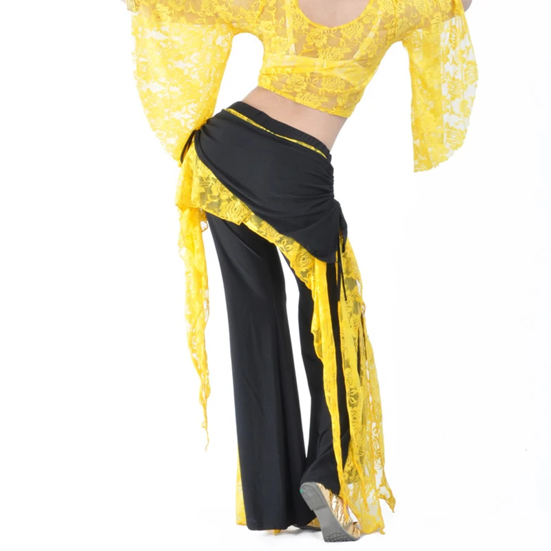 New Belly Dance Lace Split Side Pulling Pants Practice Women Oriental Dance Clothing Female Spanish Costume Adult Black Pants