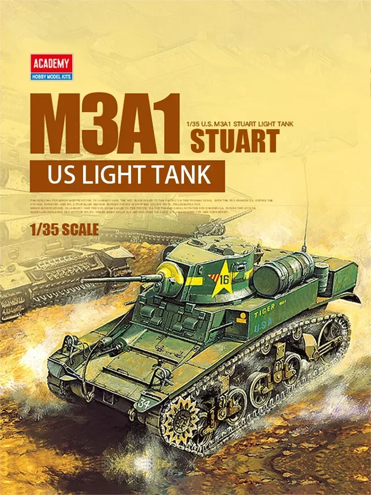 Zestaw modelu czołgu Academy 13269 American M3A1 Stuart Light Tank w skali 1/35