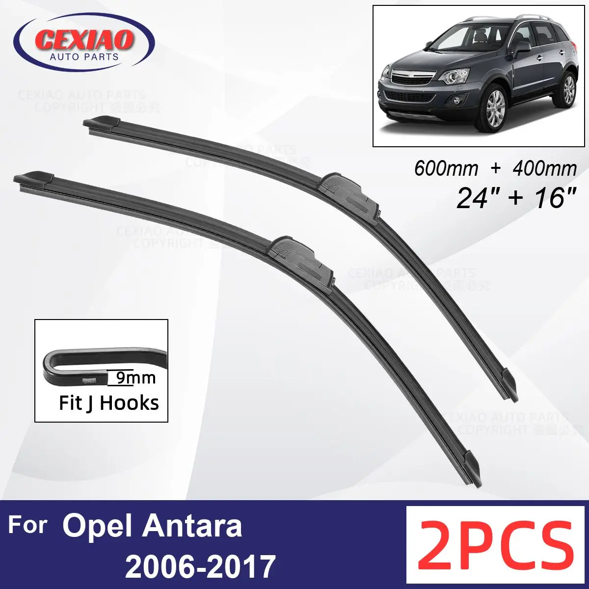 

Car Wiper For Opel Antara 2006-2017 Front Wiper Blades Soft Rubber Windscreen Wipers Auto Windshield 24"+16" 600mm + 400mm