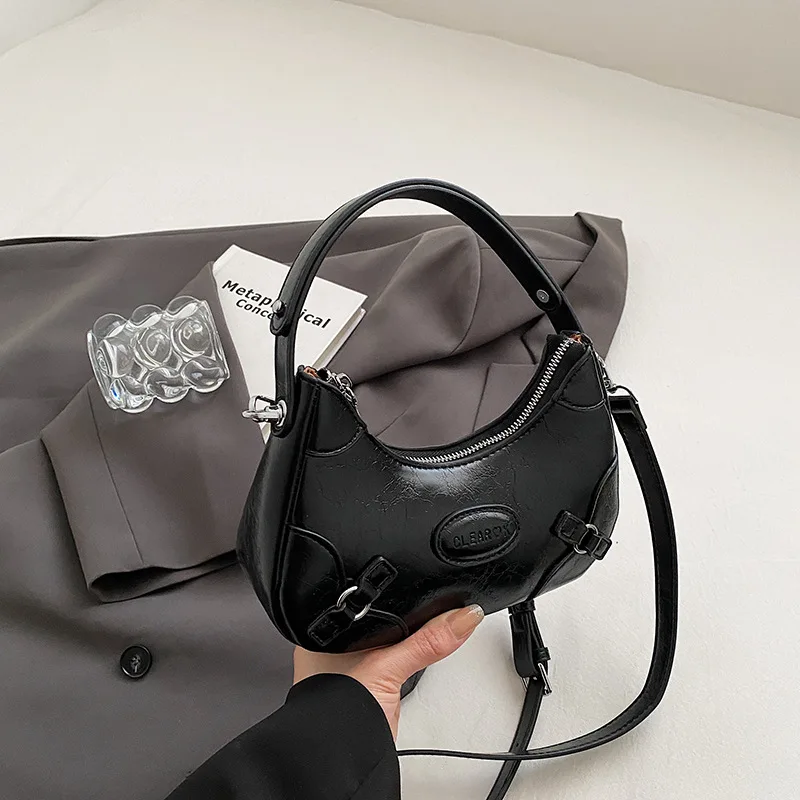 Classic Wine Black  Bridal Handbags 2024 Spring Summer PU Leather Zipper Crossbody Bag for Women Fashion Lady Shoulder Bag