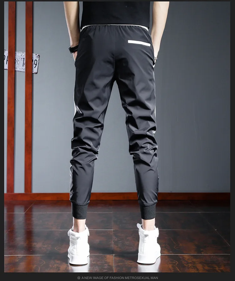 Xiaomi YOUPIN Thin Ice Silk Embroidered Sports Casual 9/10 Trousers Men\'s Zipper Pockets Breathable Drawstring Pants Summer 331