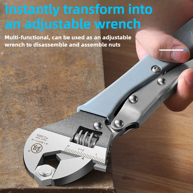 8/10 Inches Adjustable Wrench Locking Pliers Multi functional Spanner Mechanical Workshop Repair Tools Car Bicycle Clamp Wrench