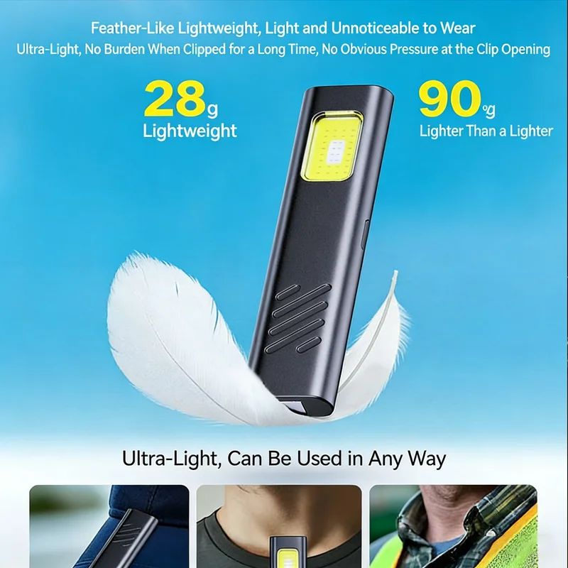 LED Keychain Flashlight Rechargeable 550LM Portable Mini Torch Pocket Lantern Flood Work Light With Magnet For Emergency