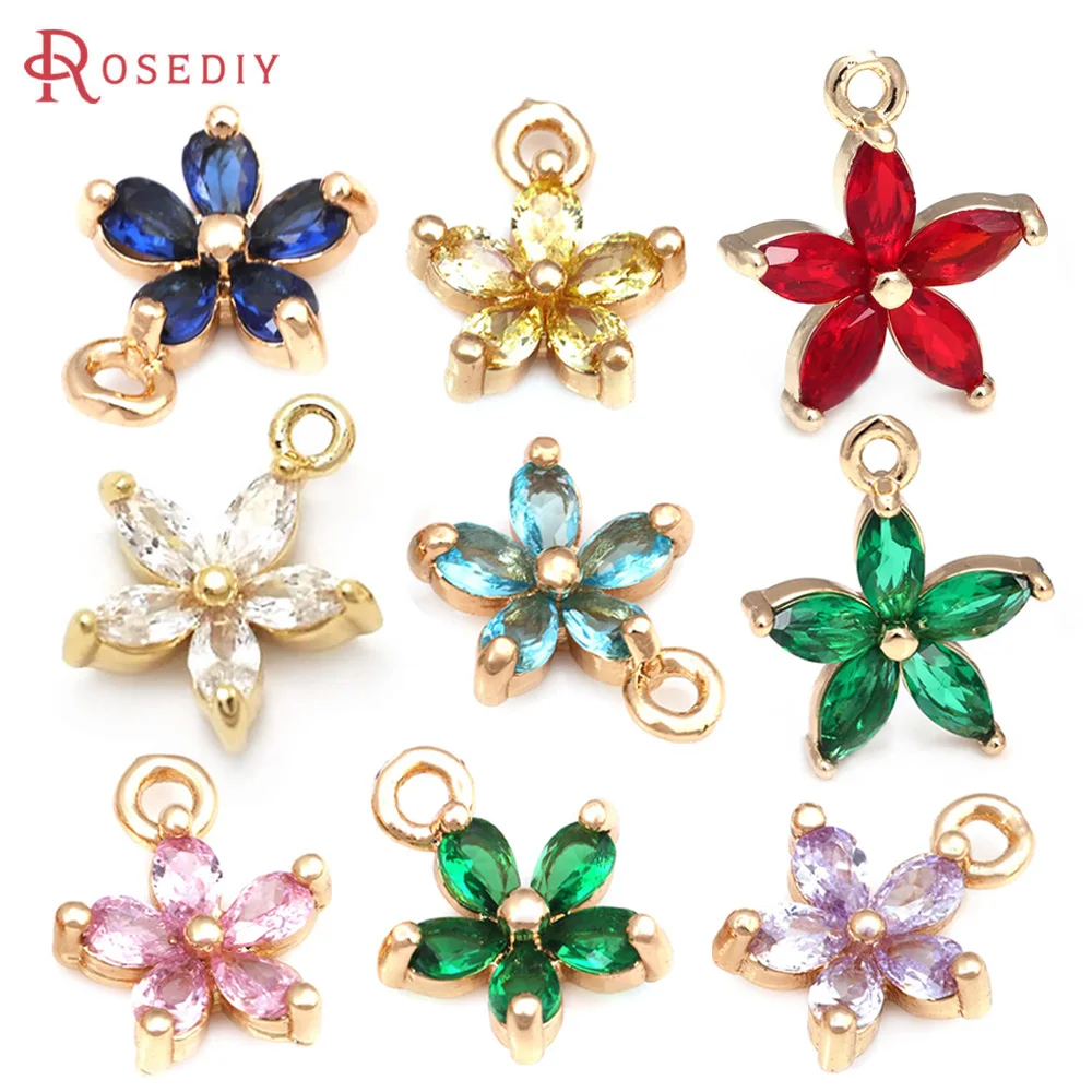 10x8MM 11x9MM 13.5x15.5MM 18K Gold Color Flower Charms Pendants High Quality Diy Jewelry Making Necklace Earrings Accessories