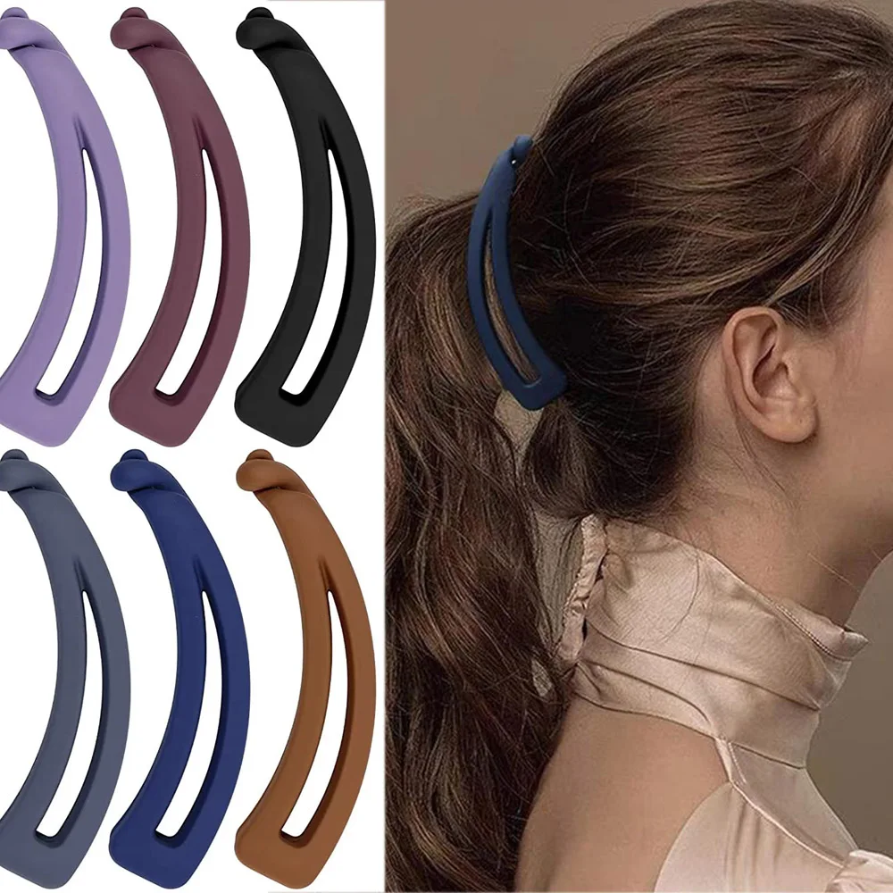 Matte Vintage Banana Clip For Curly Long Straight Short Hair Claw Plastic Barrette Hollow Out Ponytail Holder Hairpin Clamp Grip