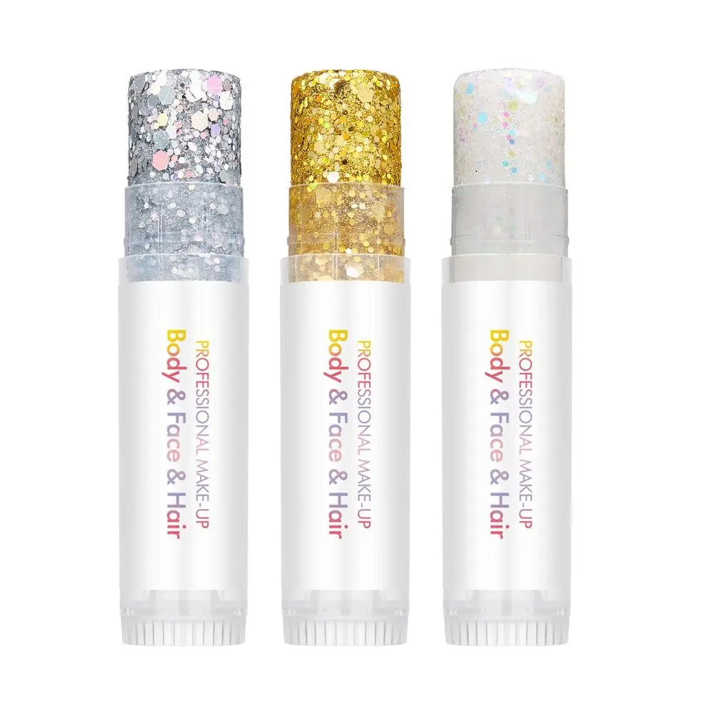 Non Greasy Body Glitter Stick Long Lasting Shine Waterproof Facial Glitter Stick Multi Color Options Chunky Glitter