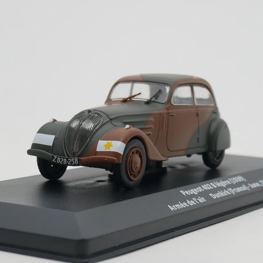 

Diecast Ixo 1:43 Scale Peugeot 402 French World War II Military Vehicle Alloy Car Model Collectible Toy Gift Souvenir Display