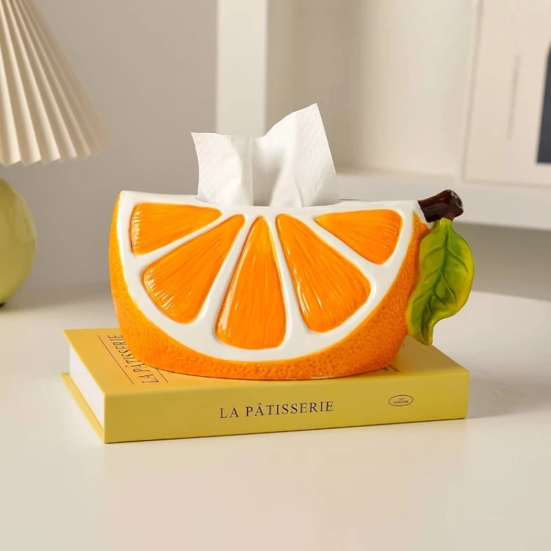 

Ceramic orange tissue box, living room high-end light luxury pumping carton