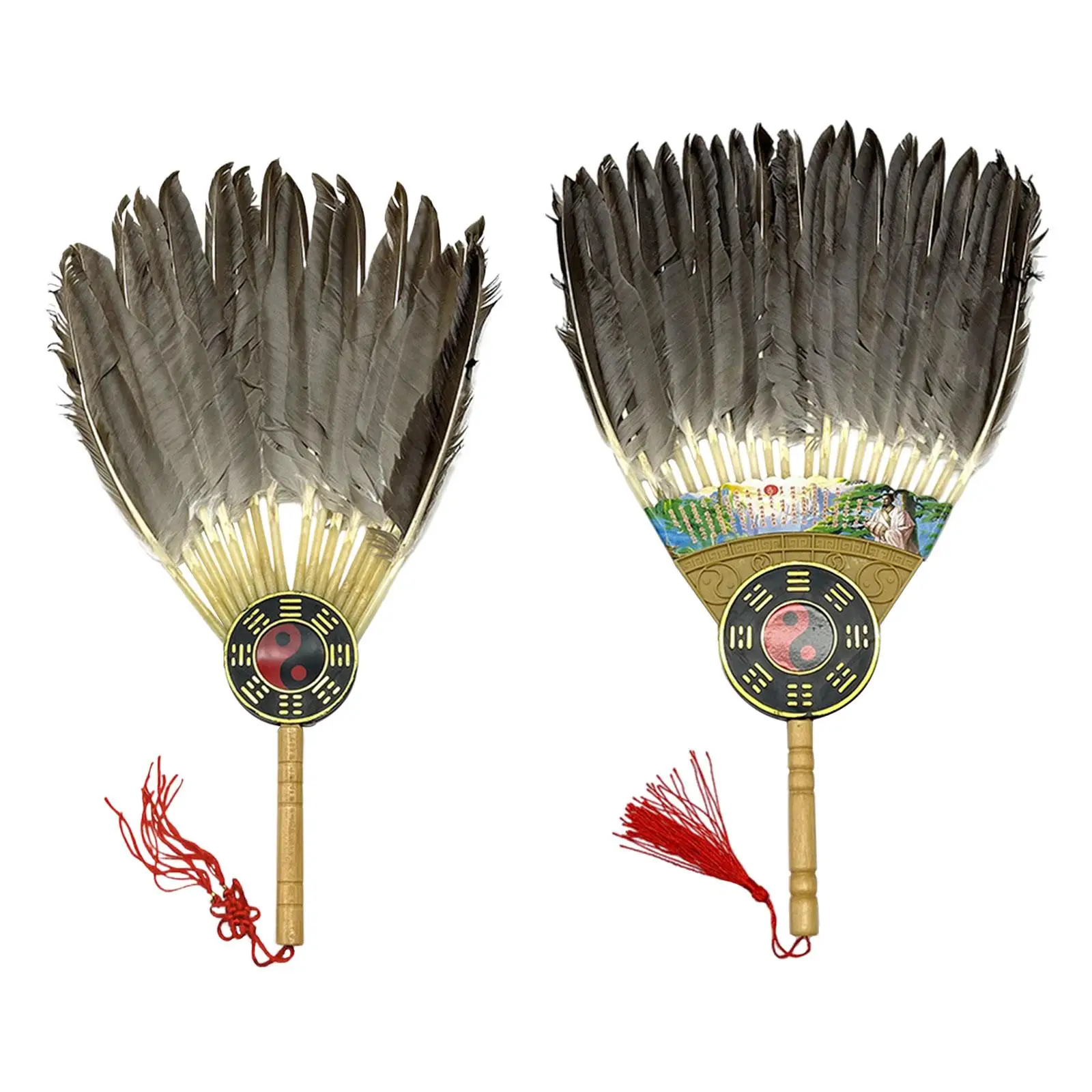 Lightweight Zhuge Liang Feather Fan Classic Chinese Handheld Fan for Casual Parties and Gift Decoration