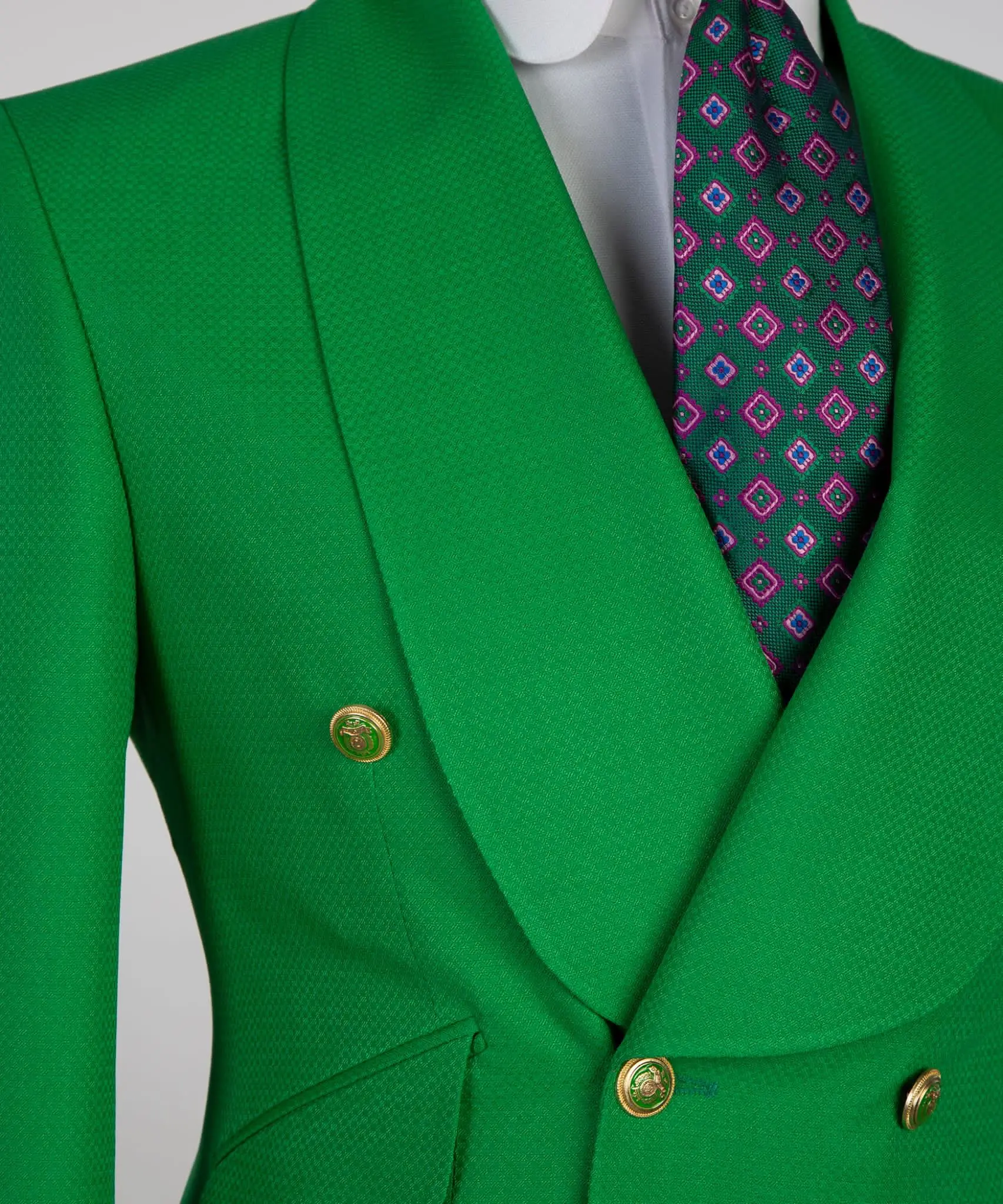 Plus Size Green Wedding Tuxedos Double Breasted Mens Pants Suits Handsome Men Prom Party Formal Outfit (Jacket+Pants)