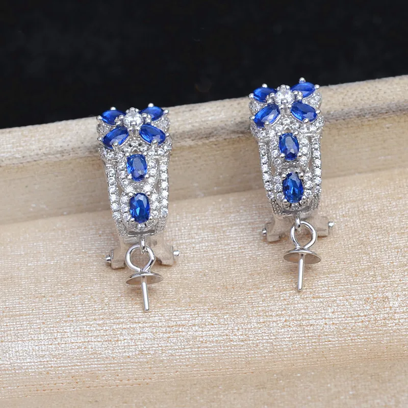 S925 Sterling Silver Earrings Base Findings Mountings Jewelry Mounts Fittings Accessories for 10-13mm Pearls 3 pairs/lot