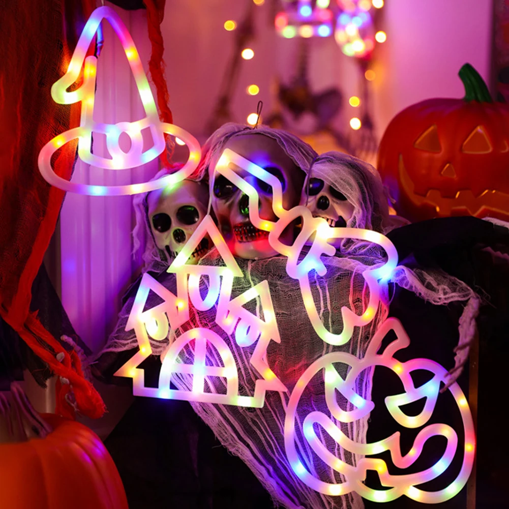 3Pcs Orange Pumpkin Green Spider Purple Witch Hat with Suction Cup Cute Halloween Decoration Indoor Home Room Door Party Decor