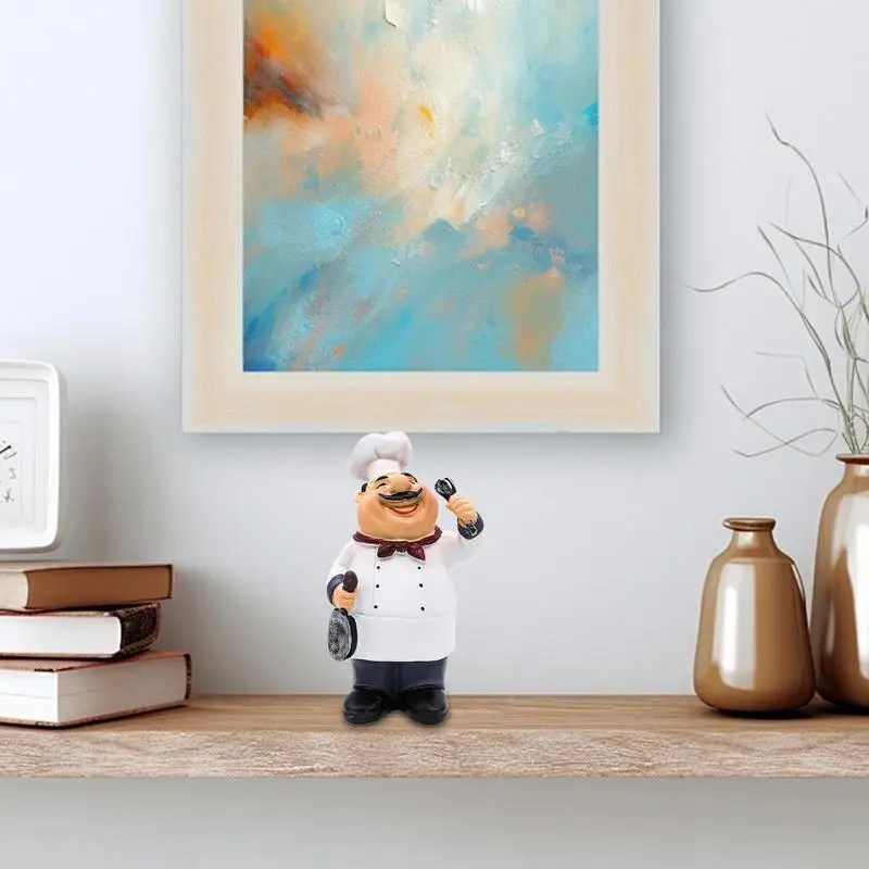 Statue Chef Desktop Statue Ornament Decorative Bearded Chef Sculptures For Table Desktop Bookshelf Kitchen Decor Figurine Craft