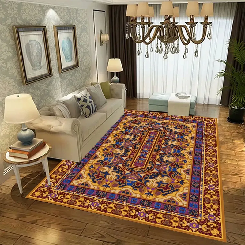 

Reese Velvet Short Fleece Living Room Carpet Bedroom Ancient Arabian Persian Colorful Richly Patterned Interior Decor Rug Mats