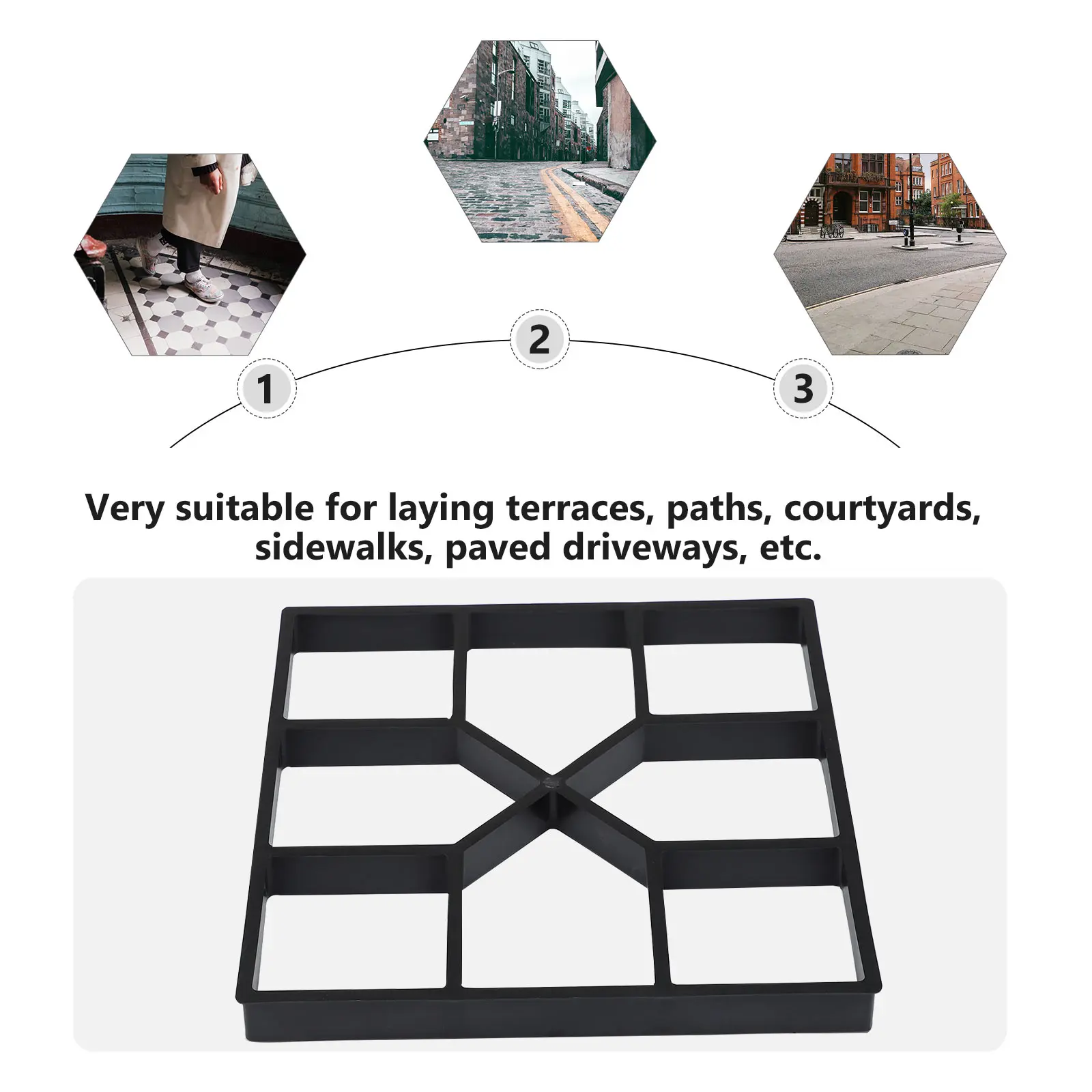 

2Pcs Pavement Molds Concrete Garden Stepping Stone Path Maker Reusable Plastic Flooring Tile Mold Yard Decor Gravel Tools