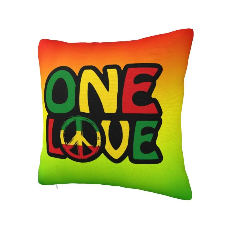 ONE LOVE With Peace Symbol Cushion Cover 66*66 cm Polyester Jamaican Reggae Throw Pillow Case Home Decor Bedding Sofa Pillowslip