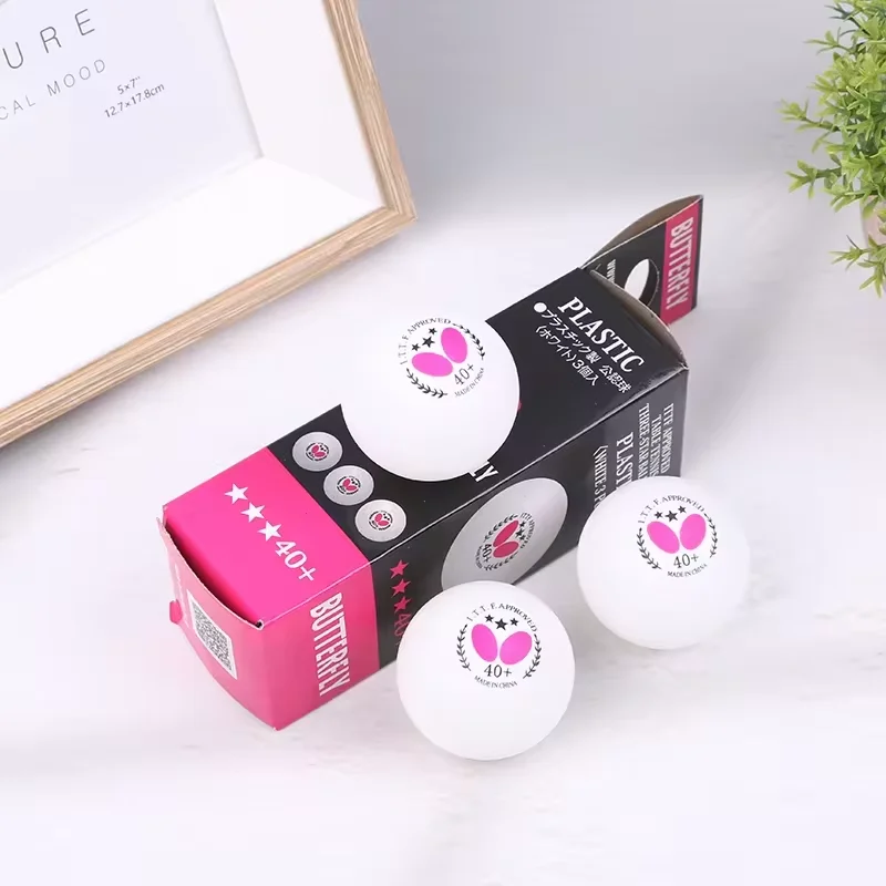 Butterfly Table Tennis Balls 40+ White, 3 Star ITTF Certified Ping Pong Balls - 3, 9, 15, 30 Pcs