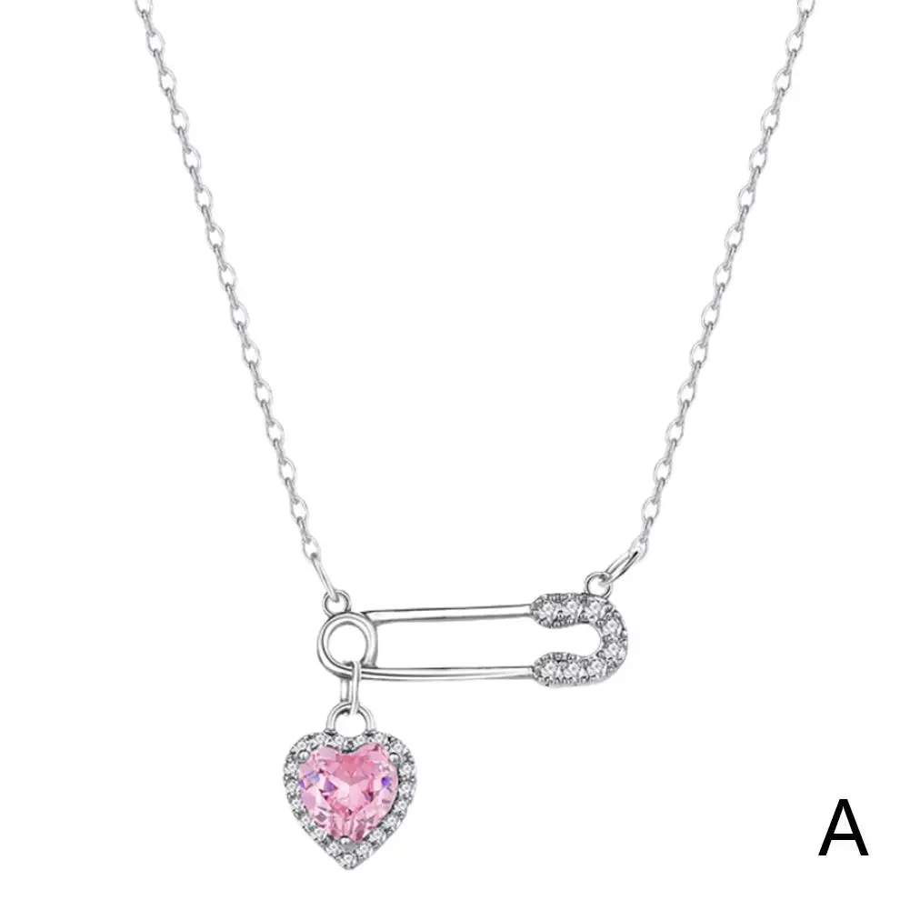 Collier pendentif d'amour pour femme, pince à épingle de sûreté, pompon creux, tour de cou équivalent clavicule, bijoux fantaisie