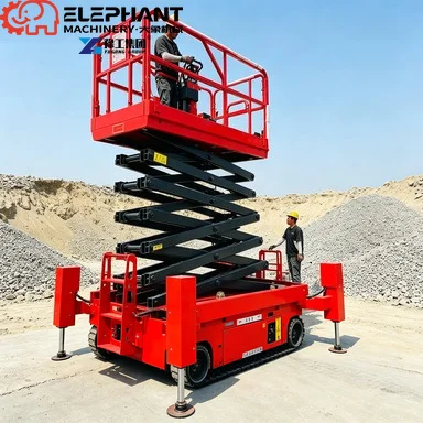 Hydraulic Lifting Platform, Tracked Scissor Type, Crawler Aerial Work Platform for Outdoor Maintenance