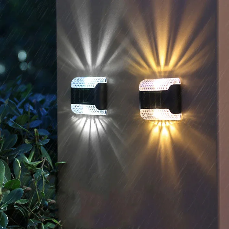 

2026 Outdoor Waterproof Led Step Light Solar Fence Lights Up And Down Wall Lamp For Outdoor Yard Garden Lawn Patio Pathway Decor