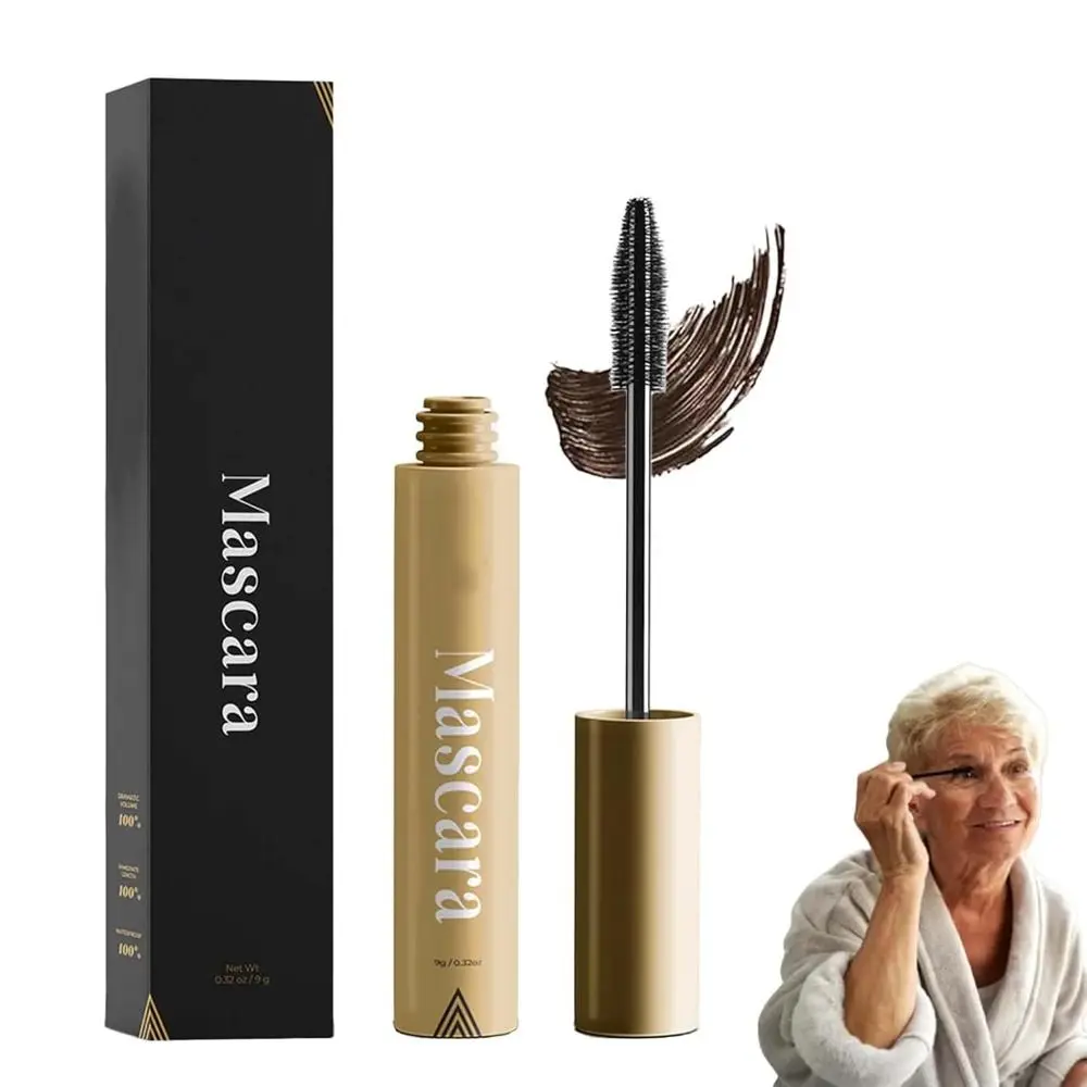 Nieuwe niet-vlekkerige bruine mascara Transpiratie Dikke lange mascara's Waterdichte gekrulde instant mascara voor oudere vrouwen