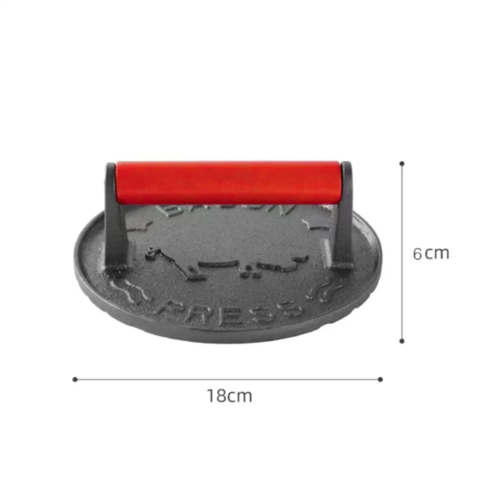 Cast Iron Burger Press Textured Surface Handheld Grill Press Dark Gray view 5