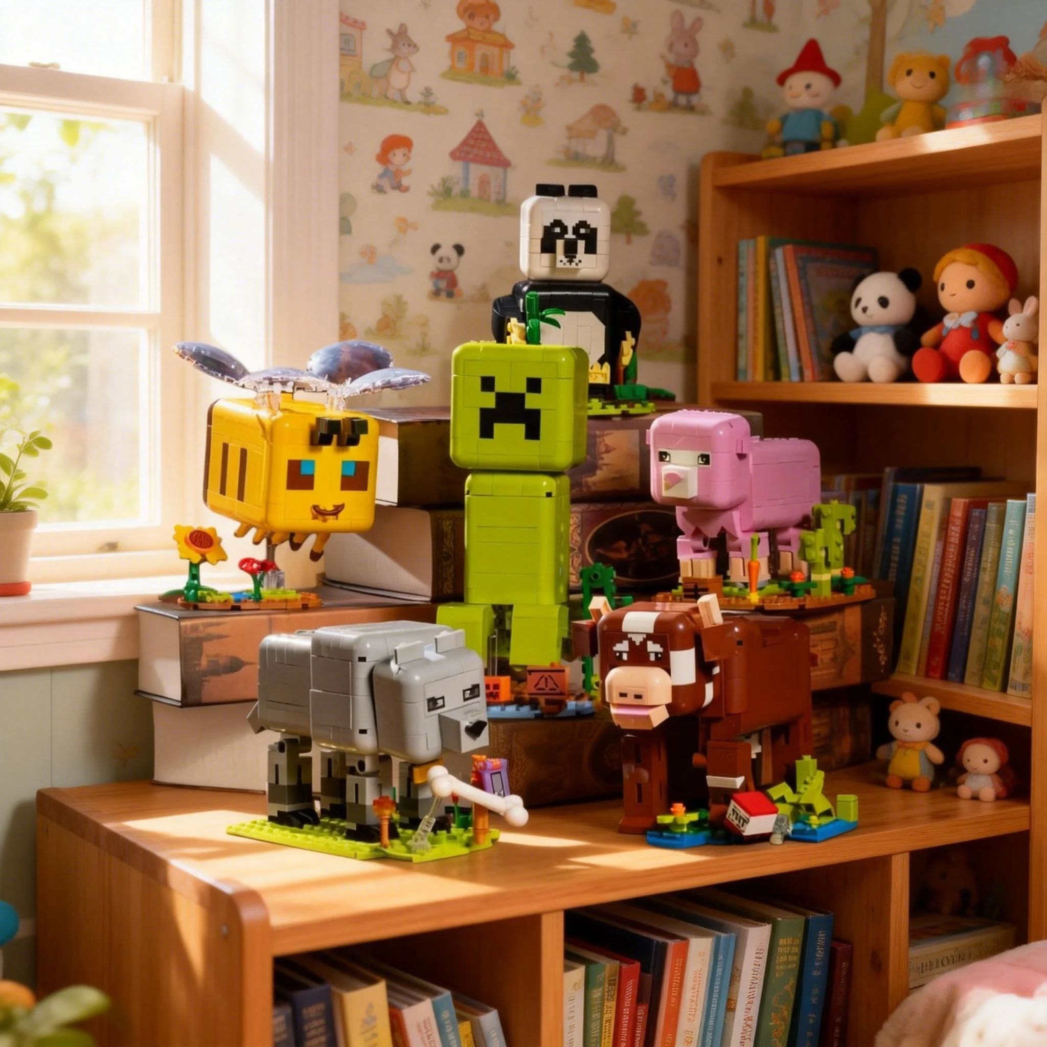 

Small angle SJ1001 series wolf cow sheep panda bee cartoon animal assembling building block toy model Kid Adult Christmas Gifts