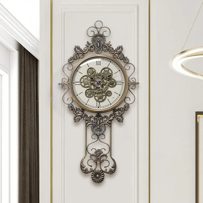 European retro wall clock noiseless wall-mounted Light luxury wall clock decorative relogio de parede decorativo luxo furniture