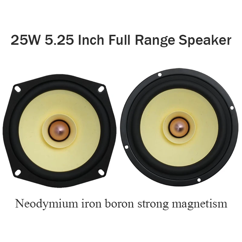 25W 5.25 Inch Portable Full Range Speaker 4 Ohm 8 Ohm NdFeB Home Theater Full Range Speakers DIY Audio Amplifier Loudspeakers