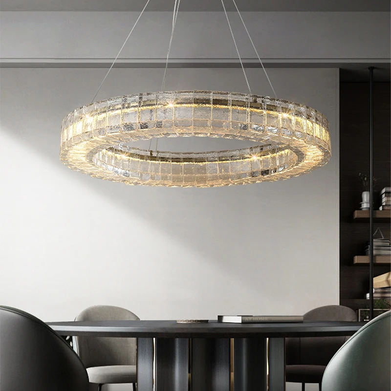 LED Modern Designer Handmade Ice Circle Glass Ceiling Chandeliers Lighting,Lustre Suspension